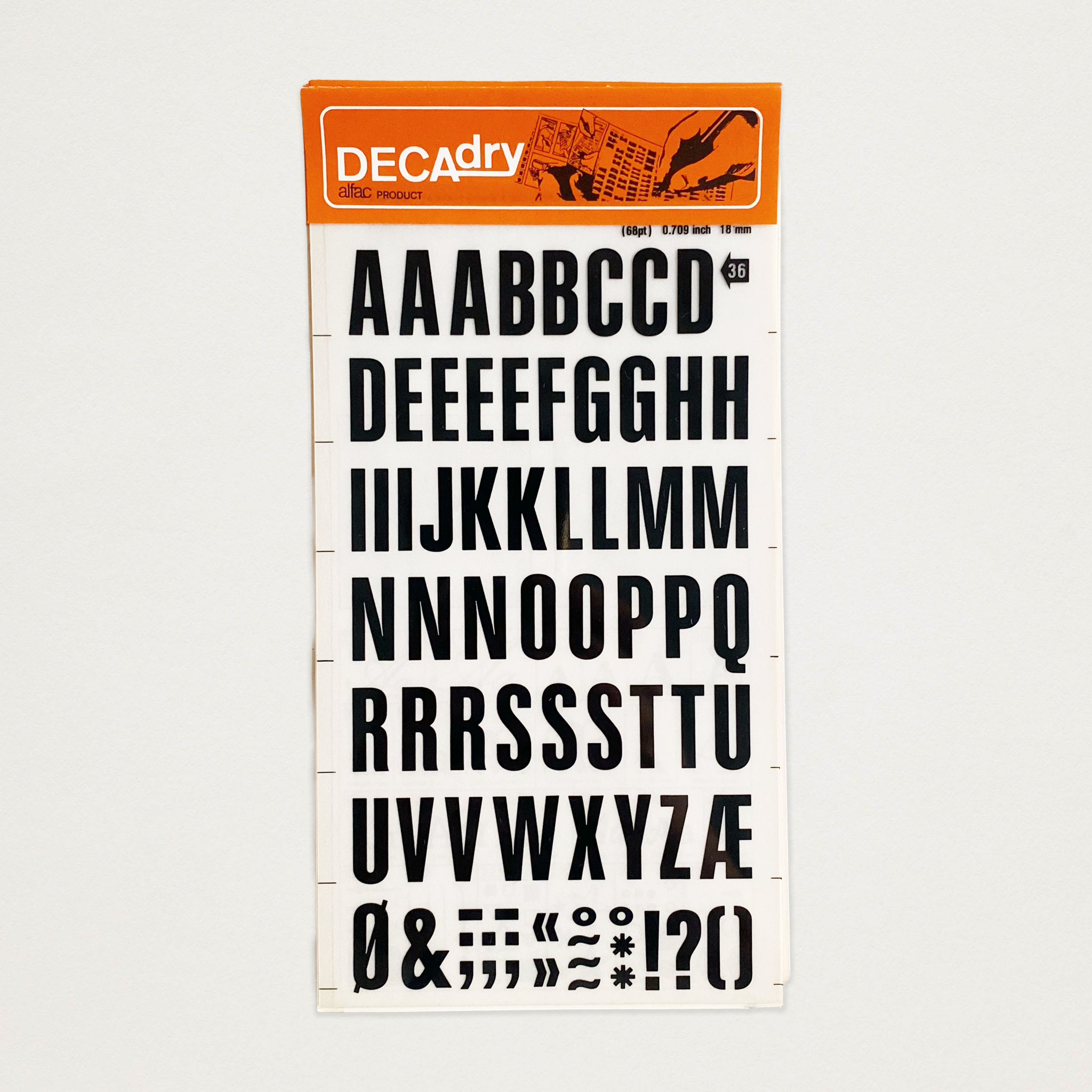 Decadry Sans Serif Vintage Alphabet 18mm | Transfer Letters