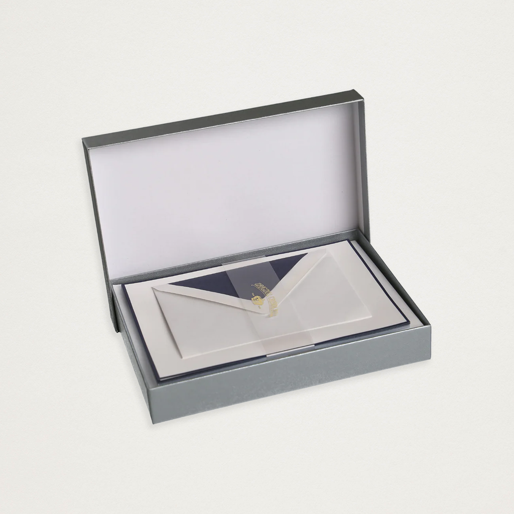 Conjunto de papel de carta + envelopes com moldura azul escura A5 (x25)