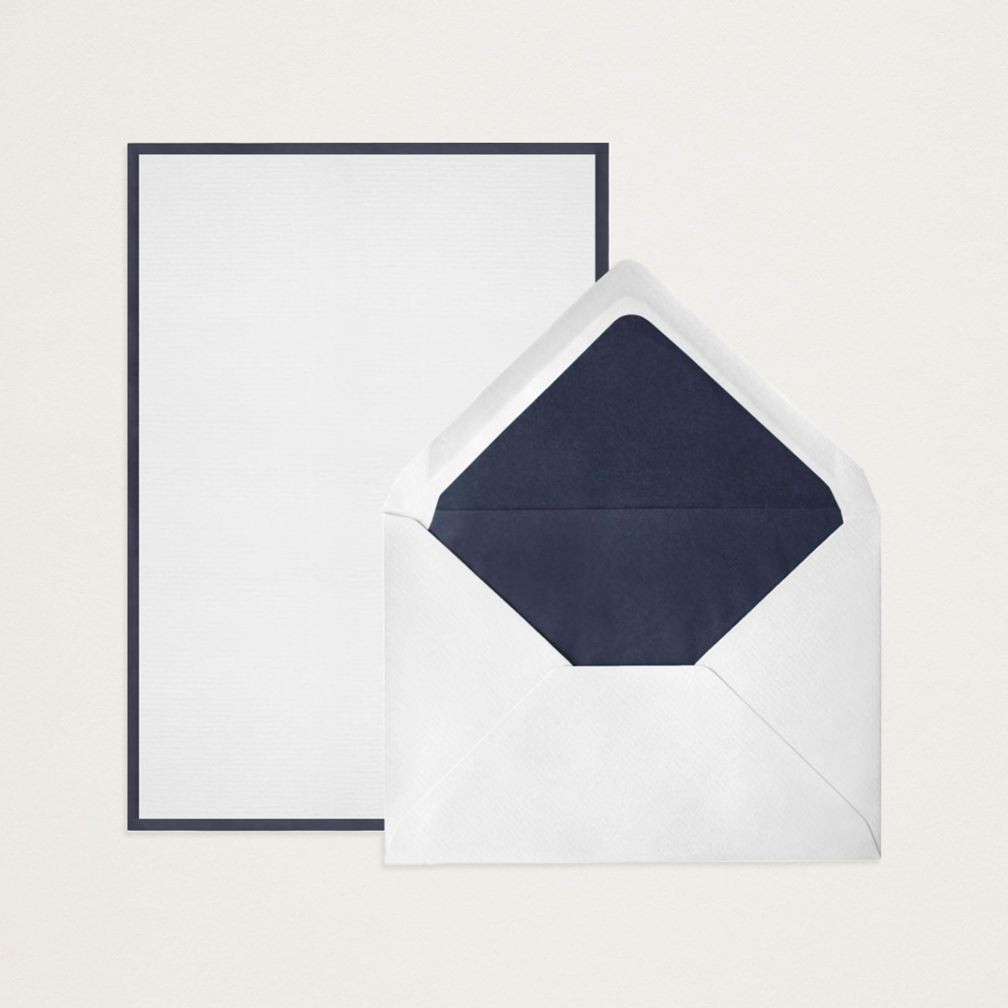 Conjunto de papel de carta + envelopes com moldura azul escura A5 (x25)