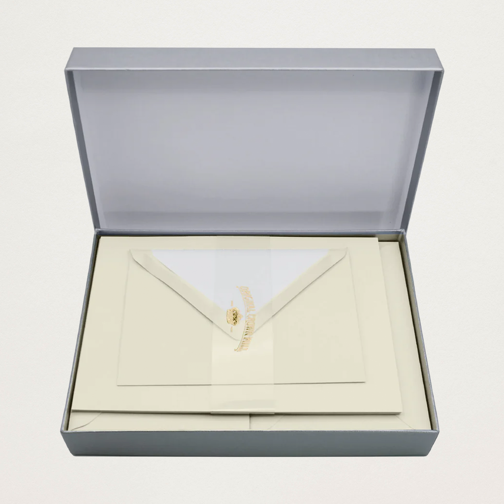 Conjunto de papel de carta A5 + envelopes forrados em papel vergê creme (x25)