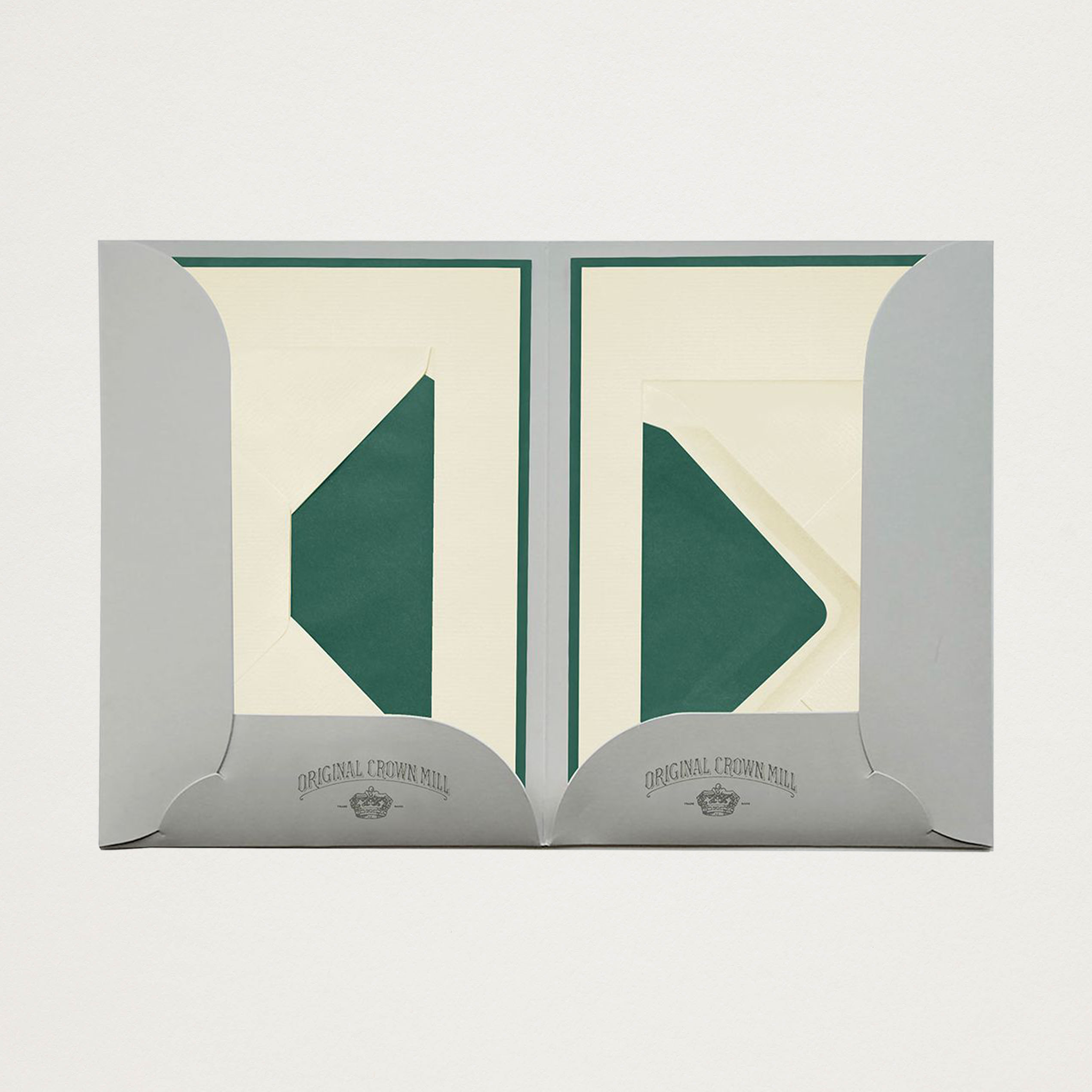 Conjunto de papel de carta + envelopes com moldura verde escura A5 (x8)