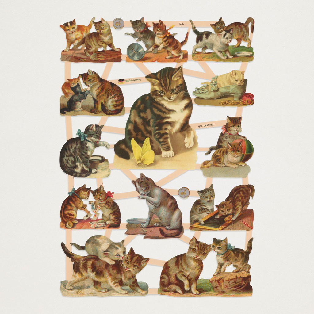 Gravuras Vintage Gatos em Relevo