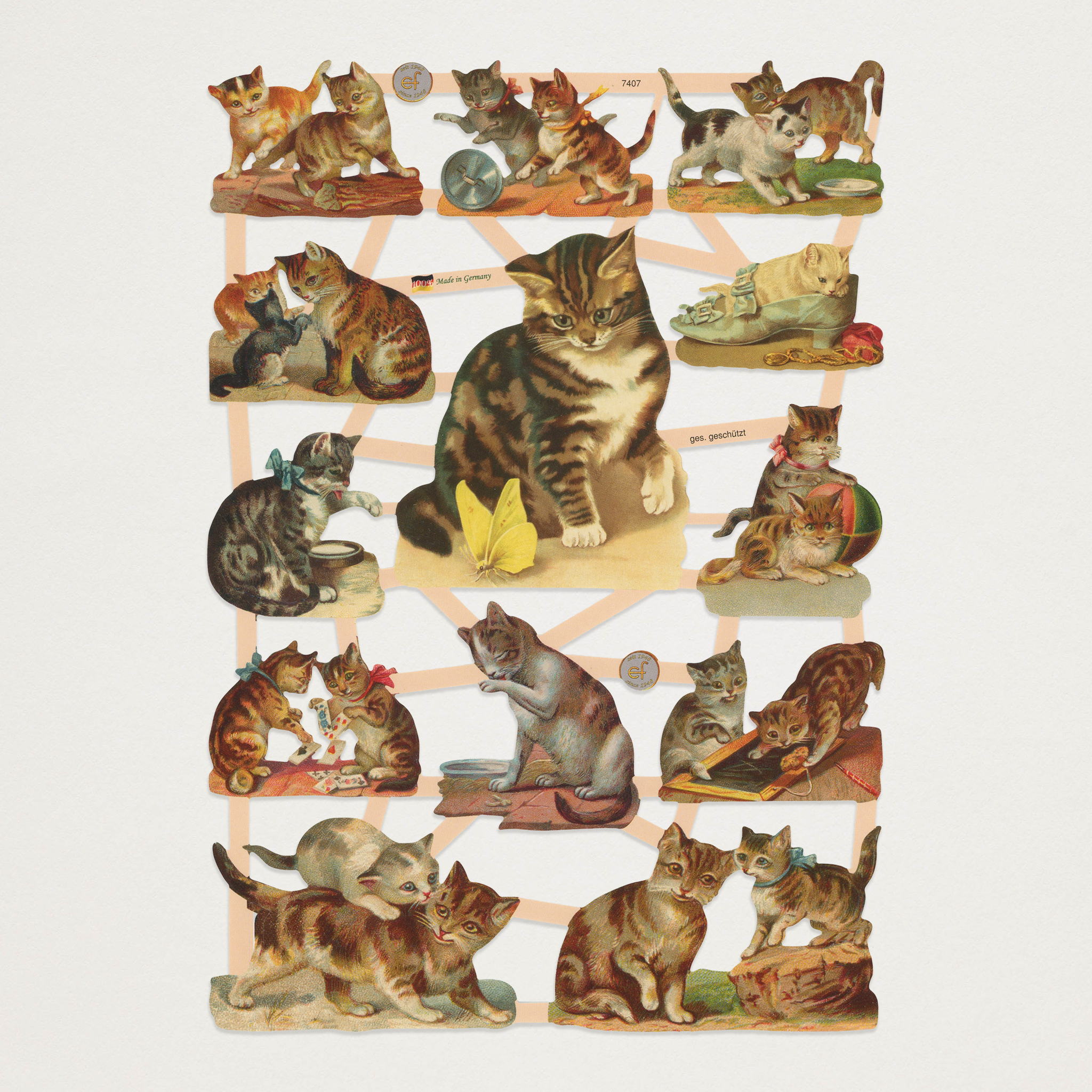 Gravuras Vintage Gatos em Relevo