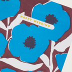 Wedding card with blue poppies