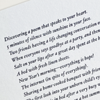 Cartão-poema “It's the little things” em letterpress
