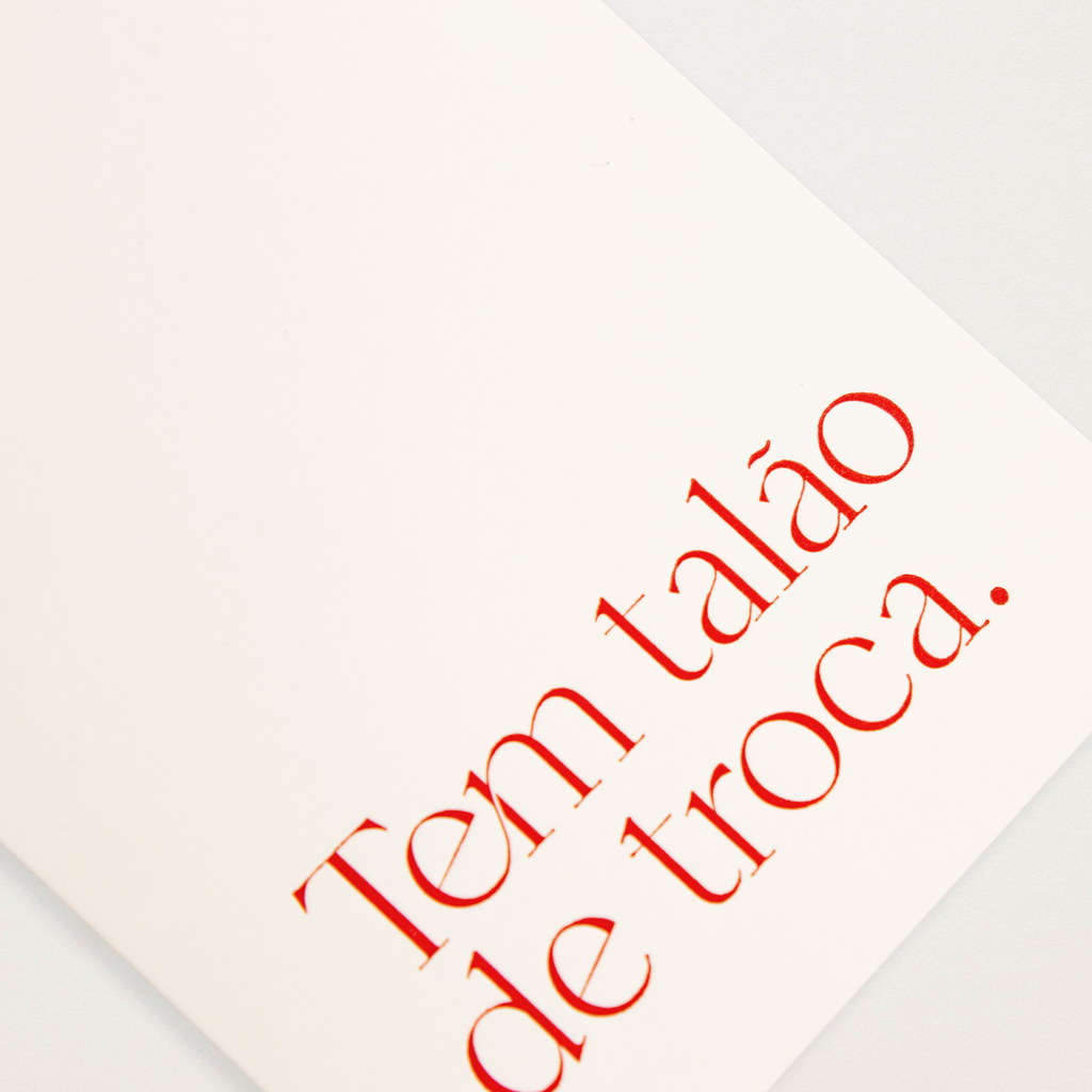 Cartão Tem talão de troca