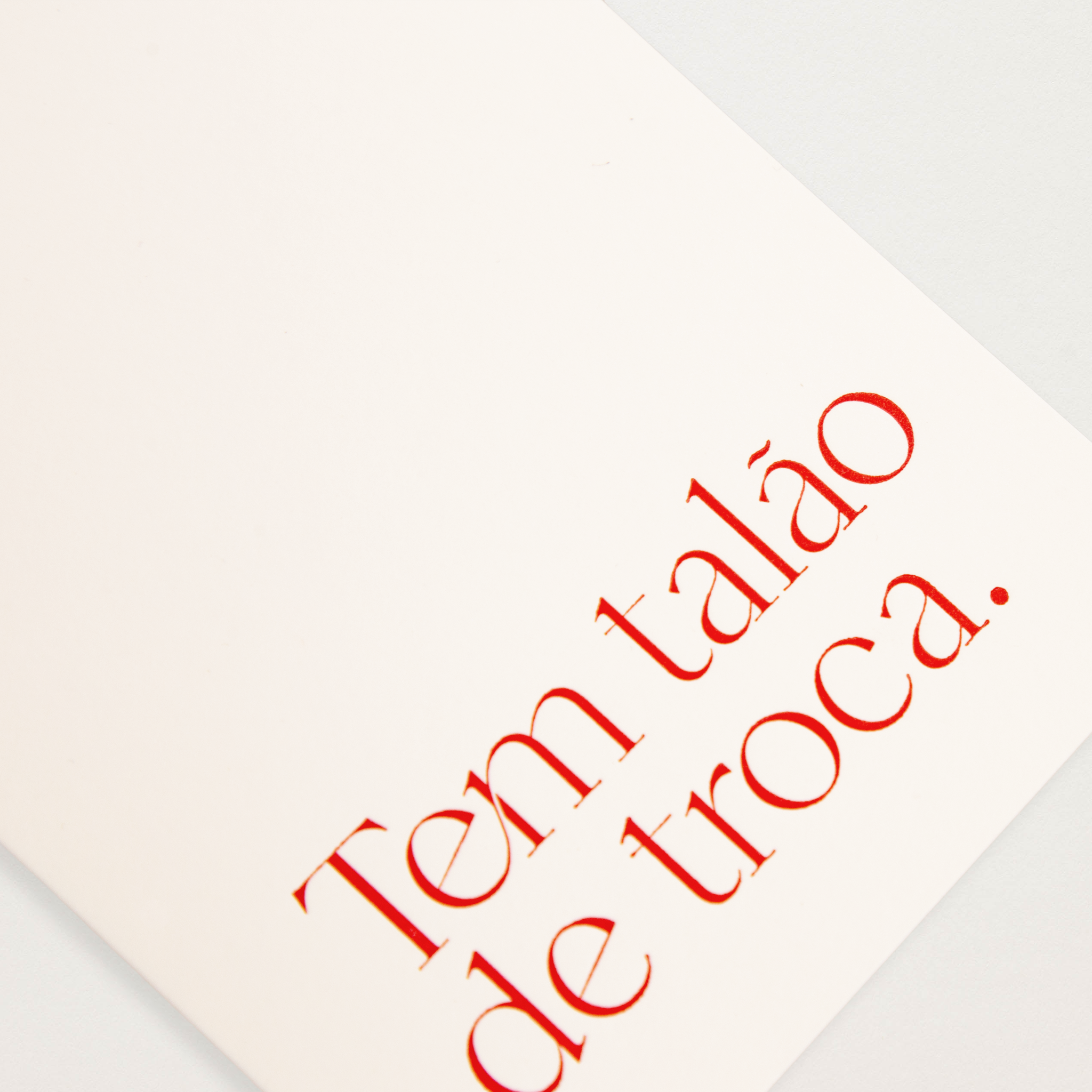 Cartão Tem talão de troca