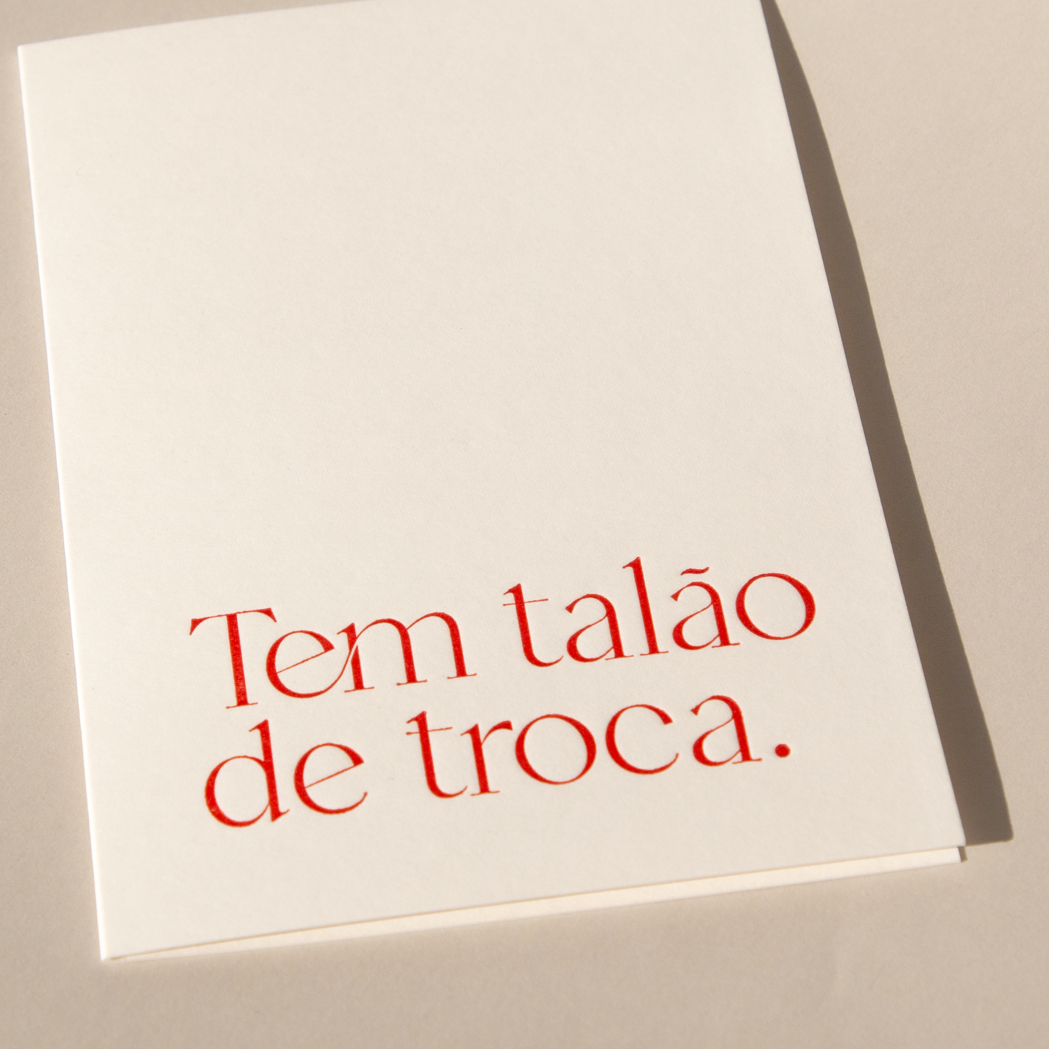 Cartão Tem talão de troca