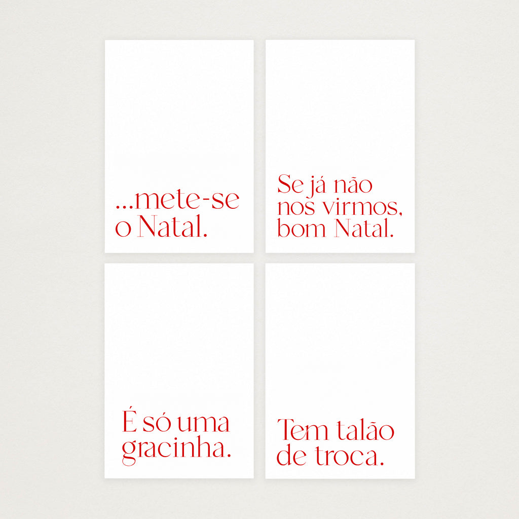 Conjunto de Cartões de Natal em letterpress (x4)