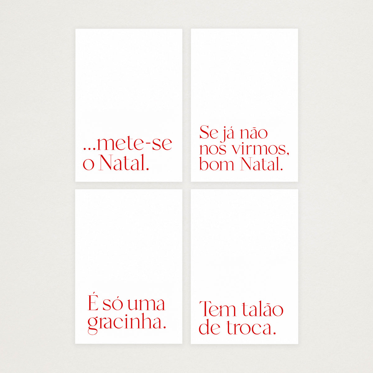Conjunto de Cartões de Natal em letterpress (x4)