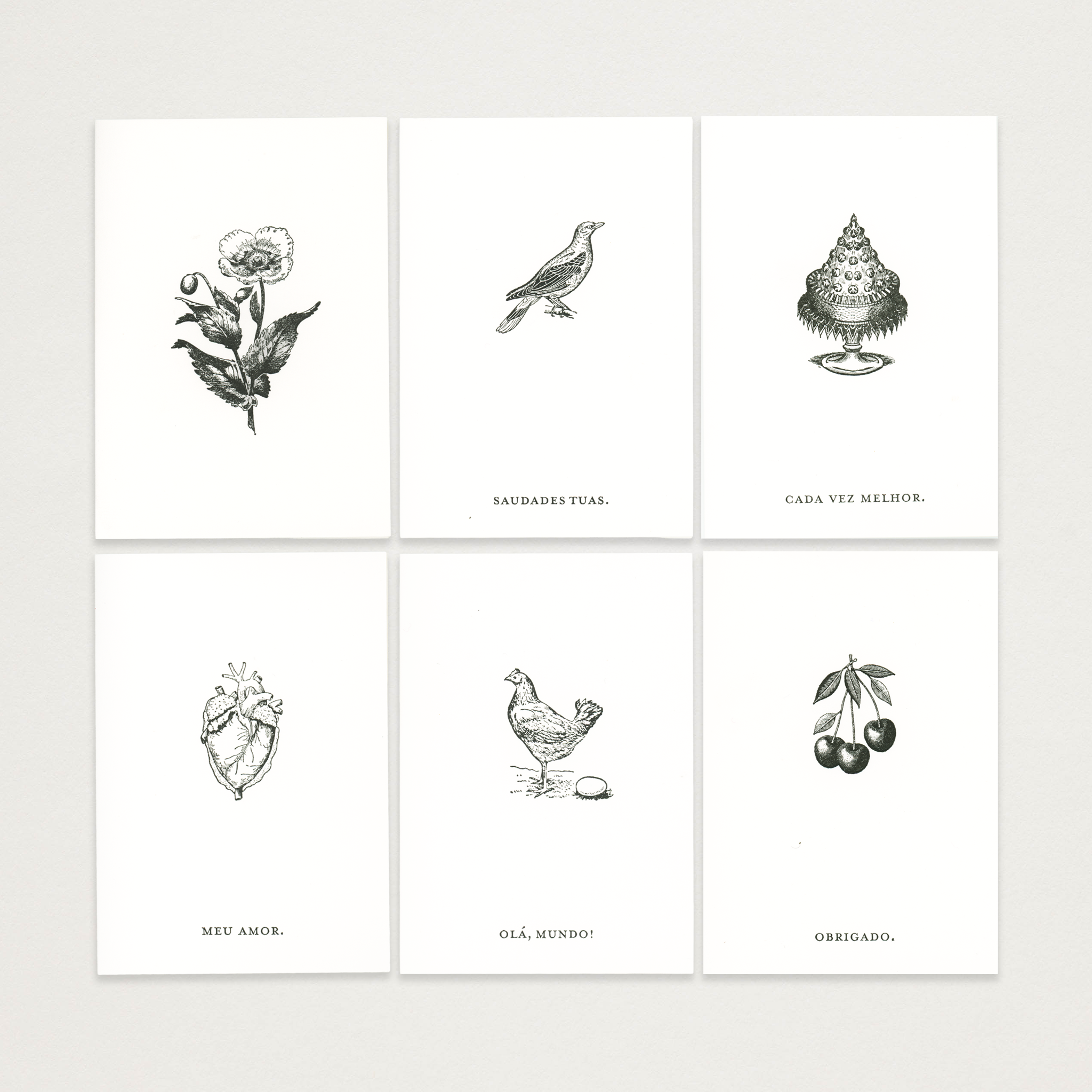 Conjunto de cartões multieventos letterpress (x6)
