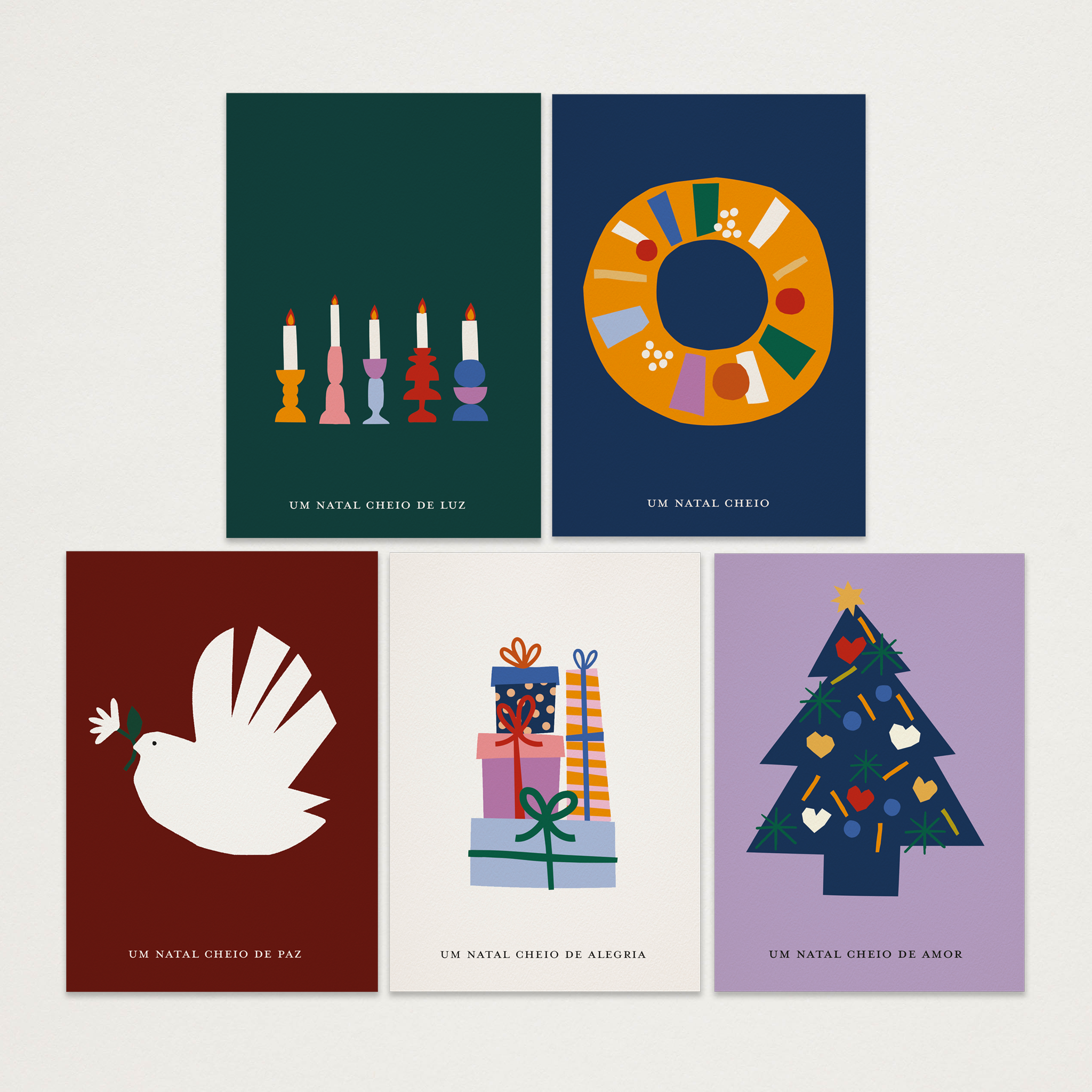 Conjunto de cartões “Natal cheio de…” (x5)