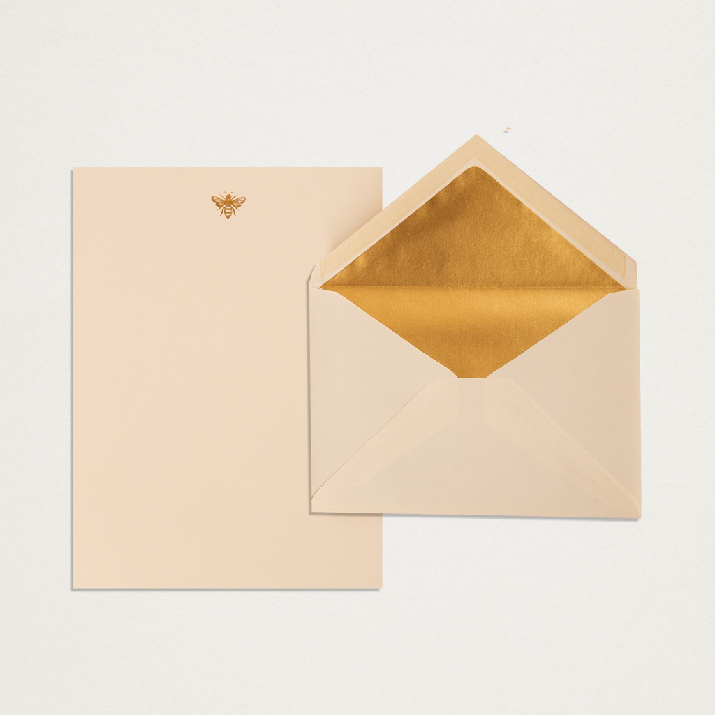 Conjunto de papel de carta abelha dourada