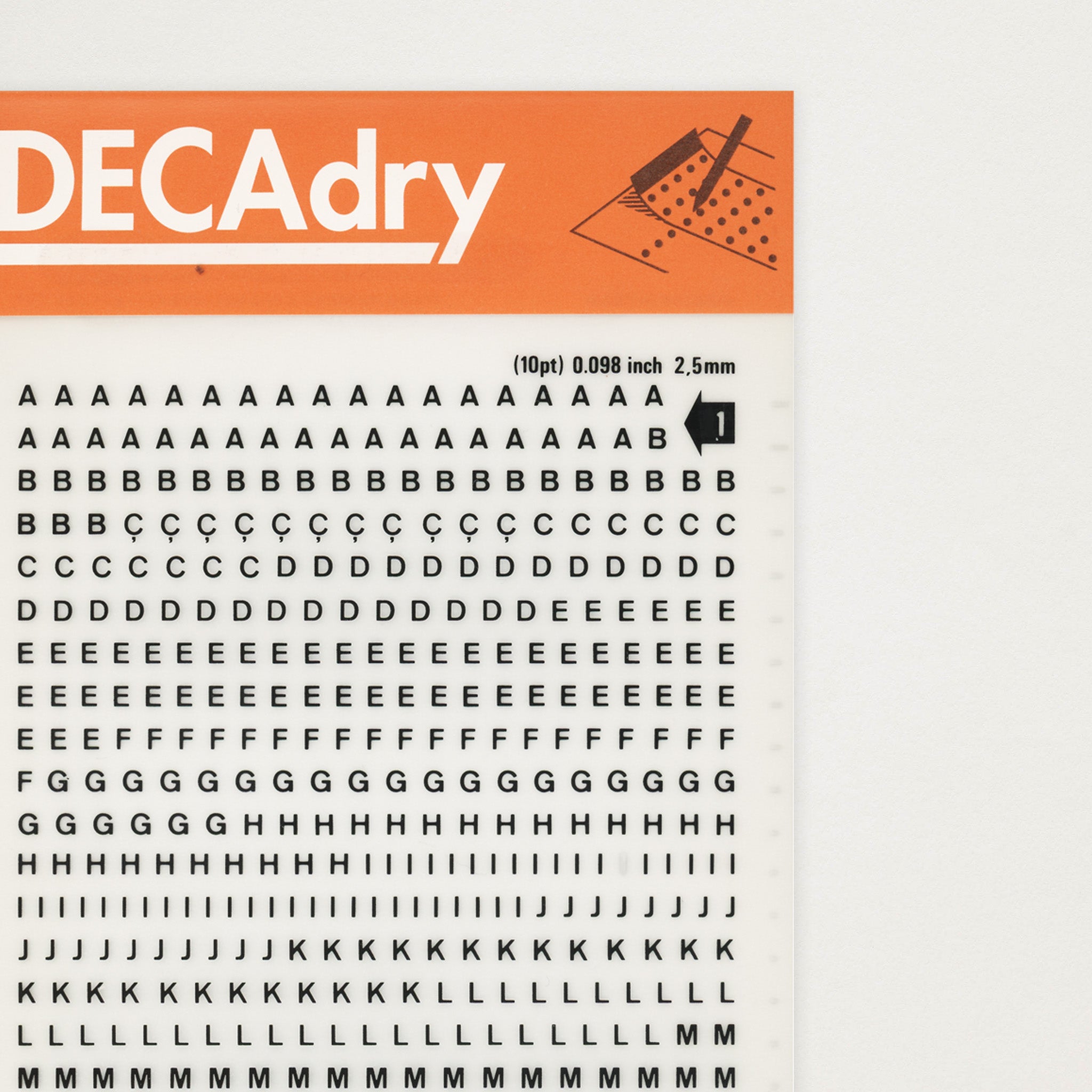 Decadry Alfabeto pequeno sem serifa 2.5mm