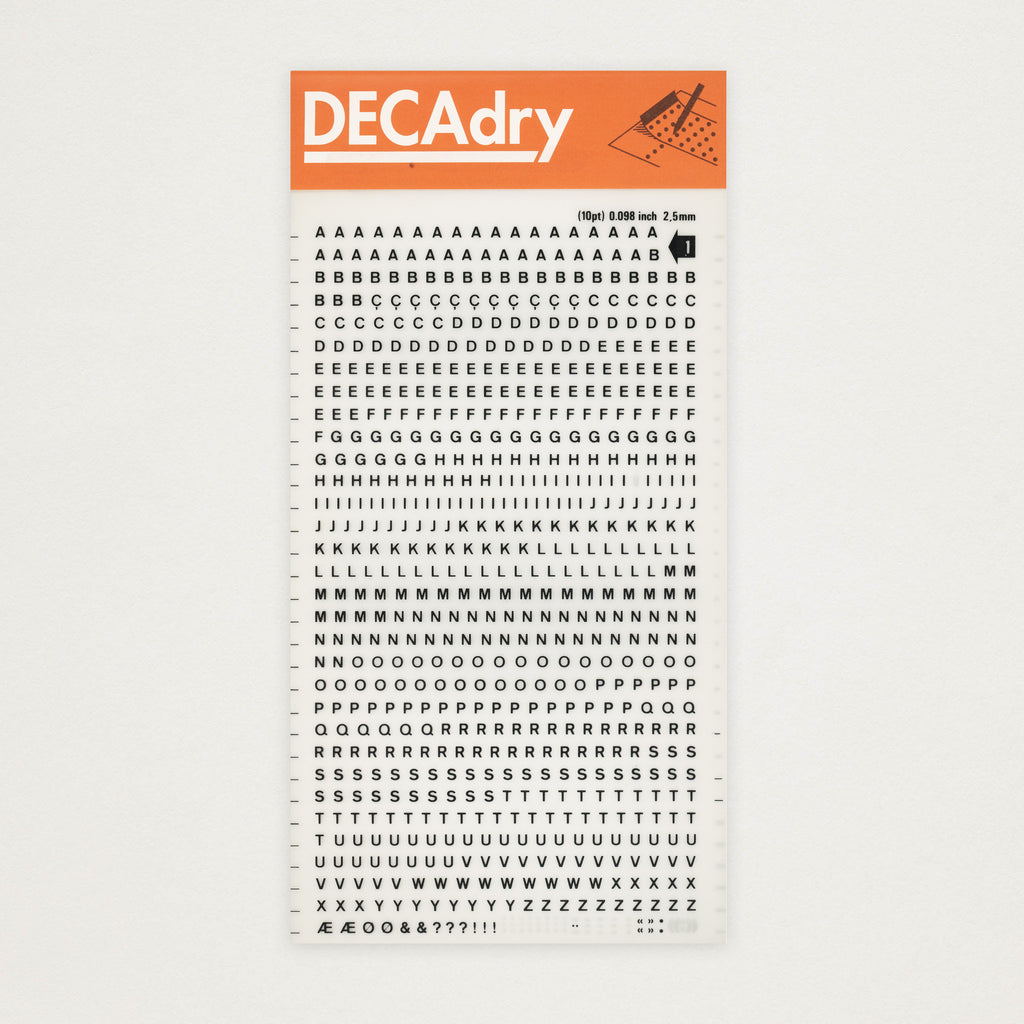 Decadry Alfabeto pequeno sem serifa 2.5mm