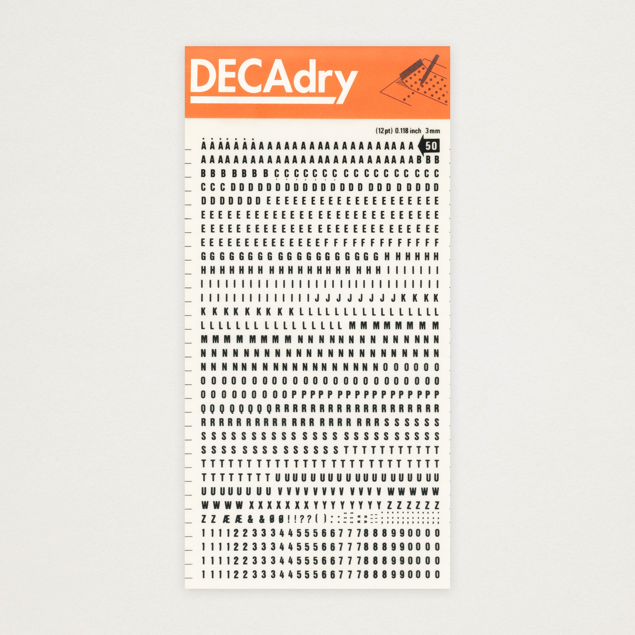 Decadry Alfabeto pequeno sem serifa 3mm