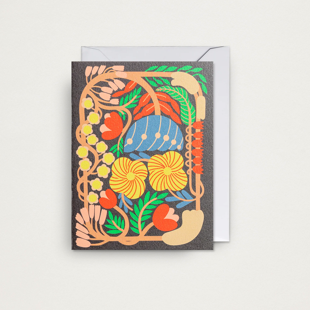 Miniature floral climbing plants made of cardboard by Cecilia Petterson